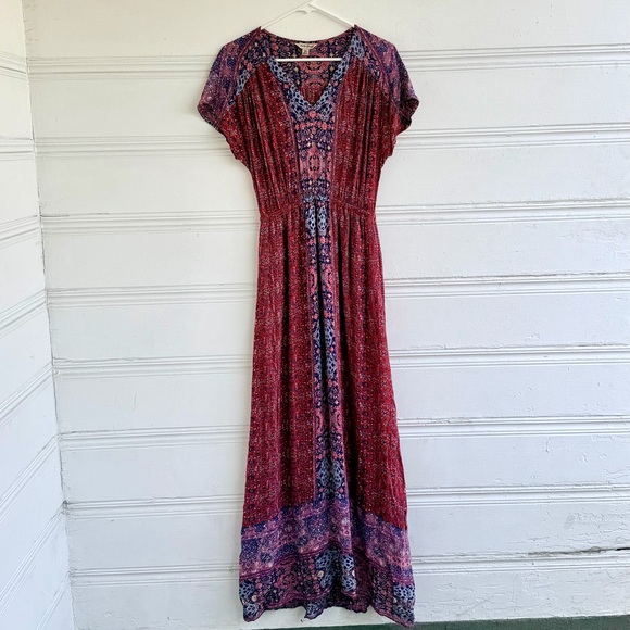 Lucky Brand Dresses & Skirts - Lucky Brand Boho Floral Maxi Dress Size XS Mixed Print Casual with Pockets